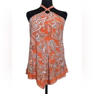 INC International Concepts Orange Paisley Blouse